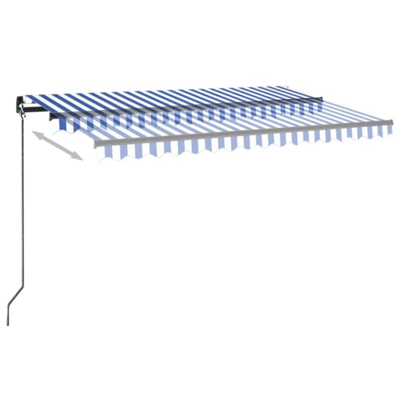 vidaXL Ručne zaťahovacia markíza s LED 450x350 cm modrá a biela