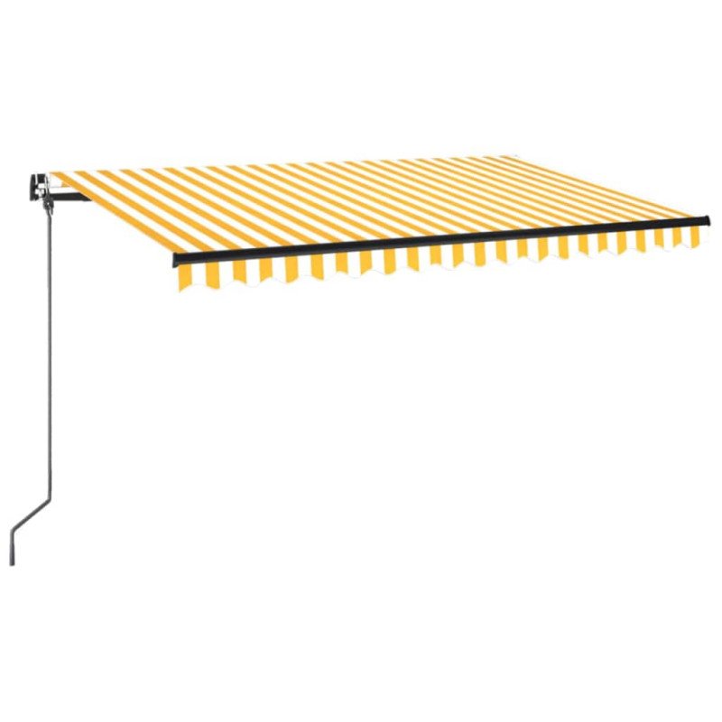 vidaXL Ručne zaťahovacia markíza s LED 450x350 cm žltá a biela