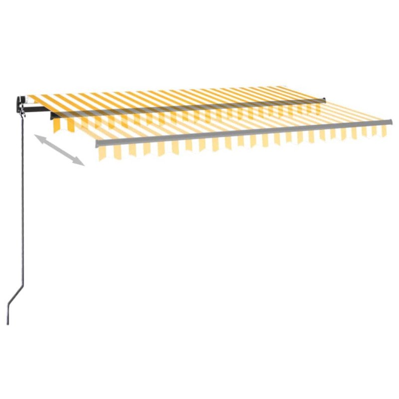 vidaXL Ručne zaťahovacia markíza s LED 450x350 cm žltá a biela
