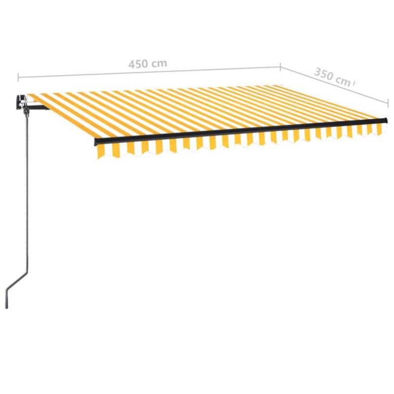 vidaXL Ručne zaťahovacia markíza s LED 450x350 cm žltá a biela