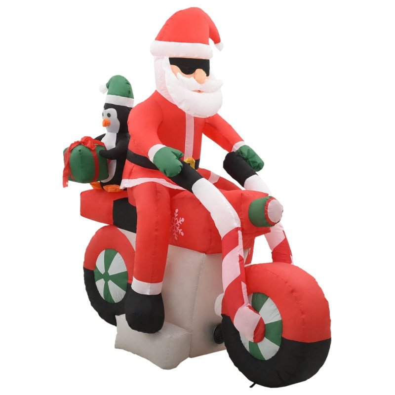 vidaXL Vianočný nafukovací Santa Claus na motorke s LED IP44 160 cm