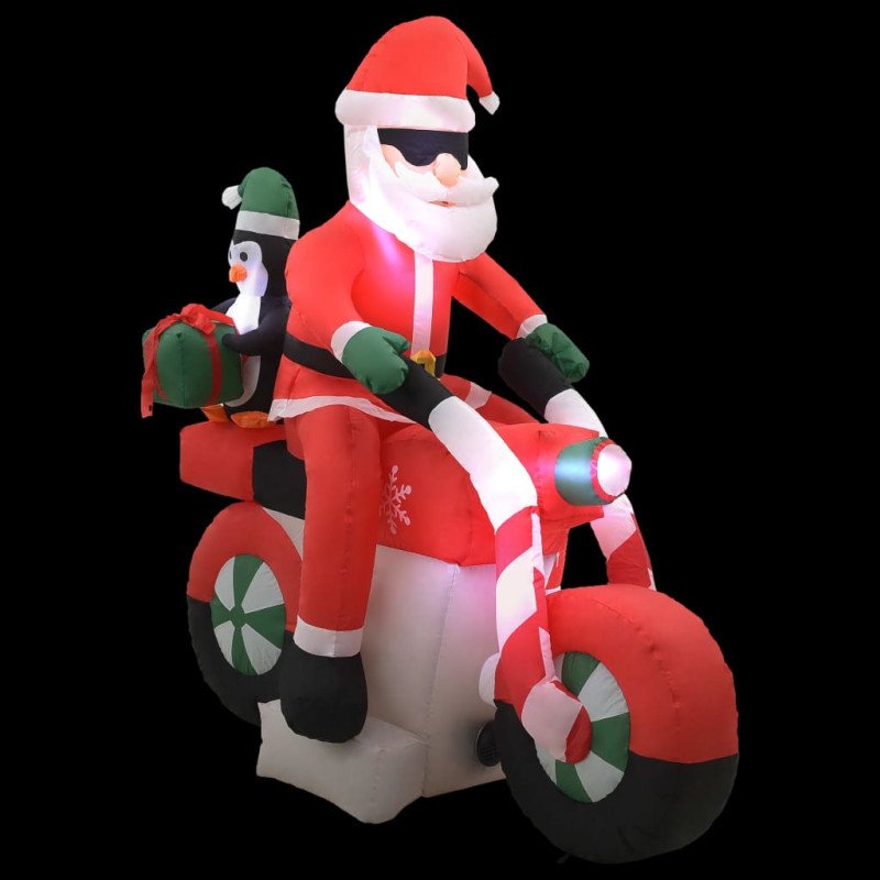 vidaXL Vianočný nafukovací Santa Claus na motorke s LED IP44 160 cm