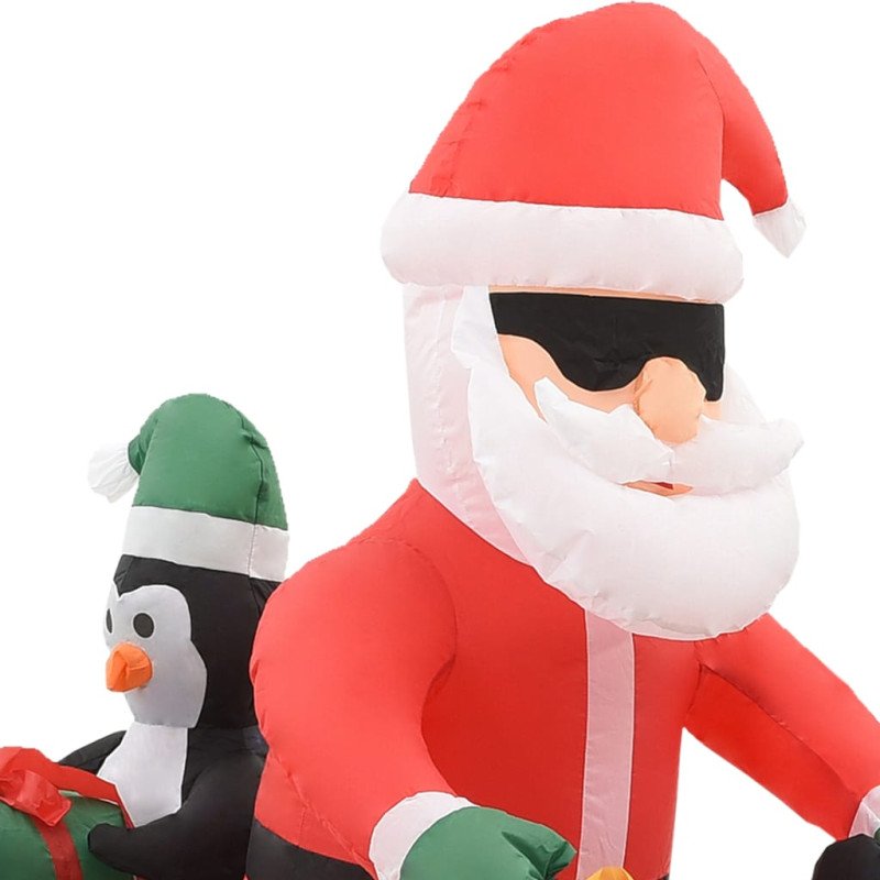 vidaXL Vianočný nafukovací Santa Claus na motorke s LED IP44 160 cm