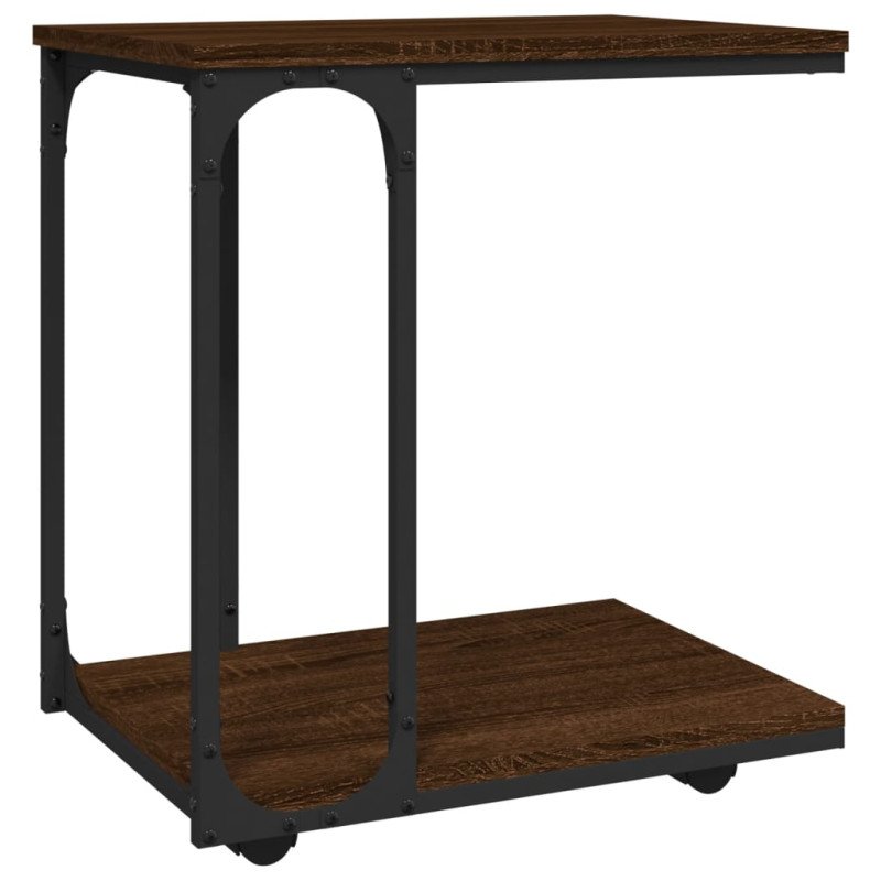 vidaXL Bočný stolík s kolieskami hnedý dub 50x35x55,5 cm sprac. drevo