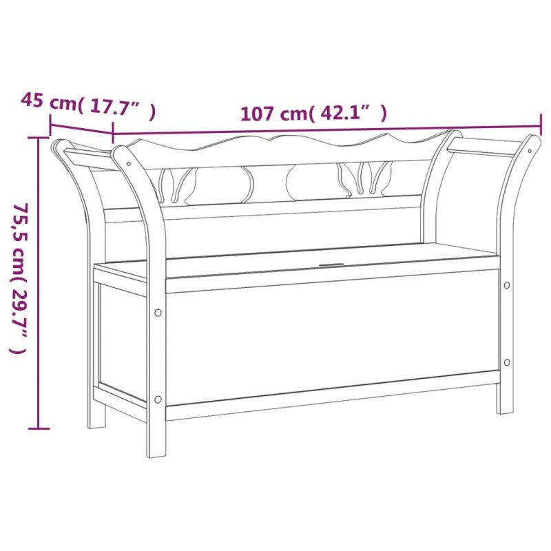 vidaXL Lavica čierna 107x45x75,5 cm masívna jedľa