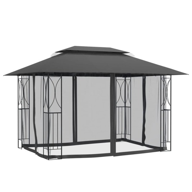 vidaXL Altánok s bočnými stenami antracitový 400x300x270 cm oceľ