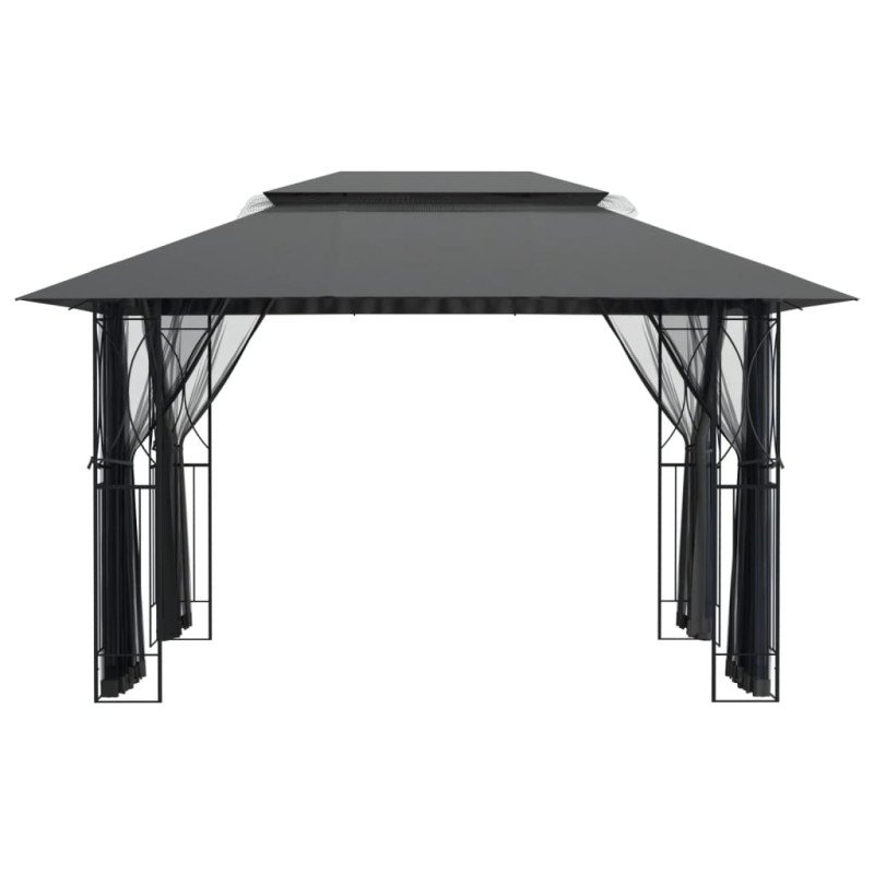 vidaXL Altánok s bočnými stenami antracitový 400x300x270 cm oceľ