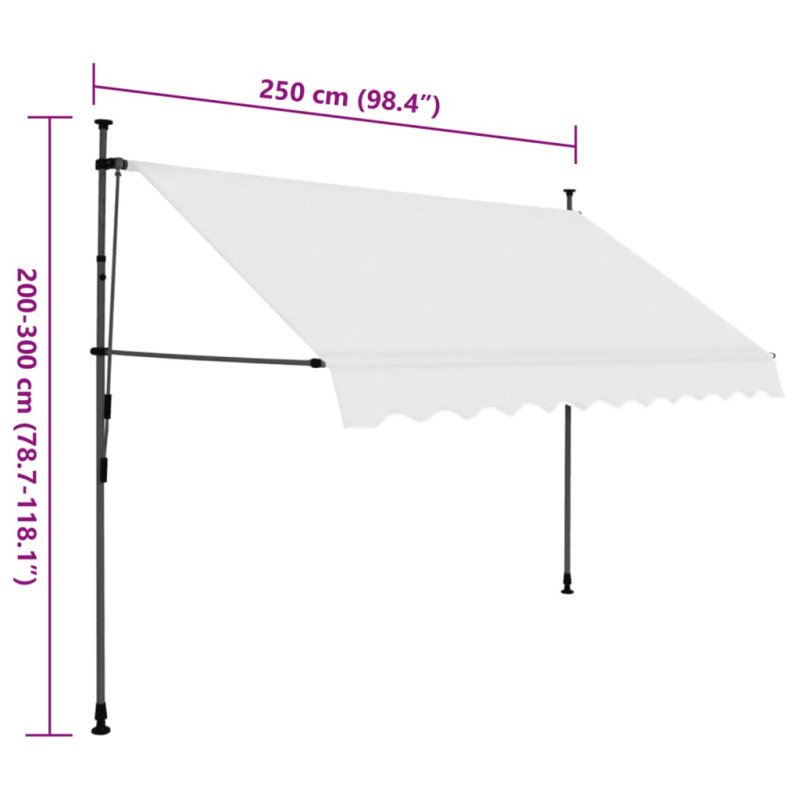vidaXL Ručne zaťahovacia markíza s LED 250 cm, krémová