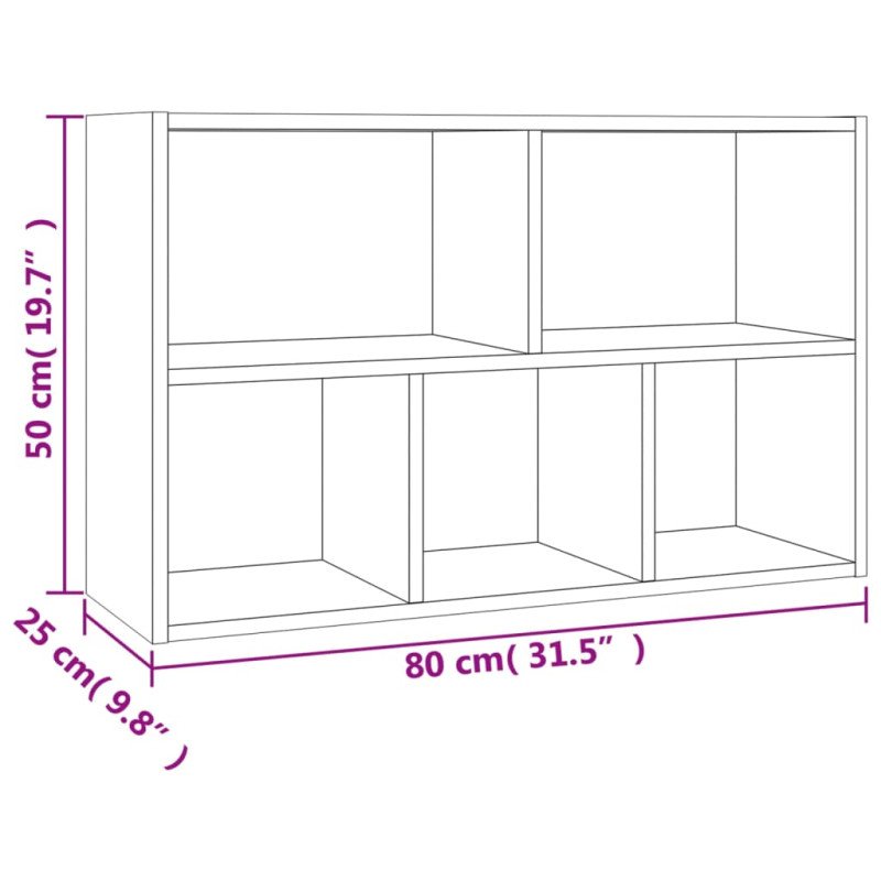 vidaXL Knižnica/komoda hnedý dub 50x25x80 cm spracované drevo