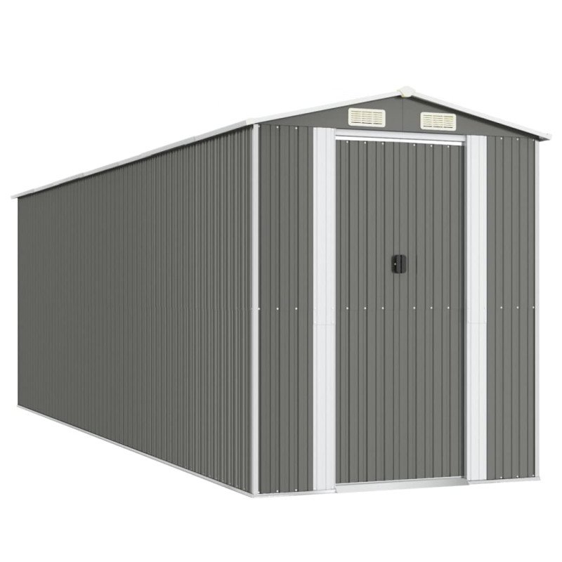 vidaXL Záhradná kôlňa bledosivá 192x606x223 cm pozinkovaná oceľ