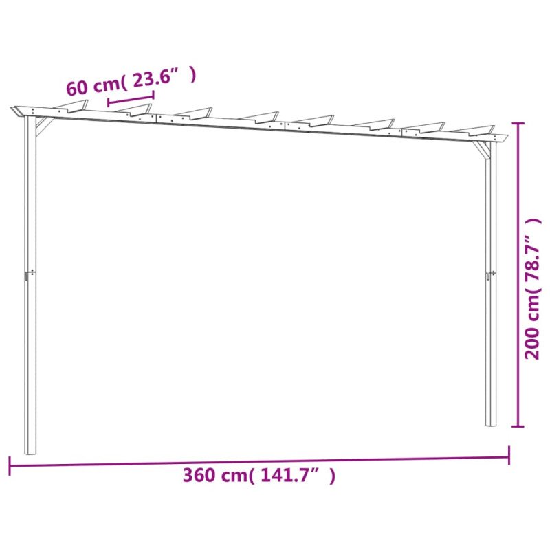 vidaXL Záhradná pergola, impregnovaná borovica 360x200x60 cm