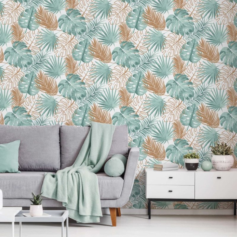 DUTCH WALLCOVERINGS Tapeta listy monstery zelená 