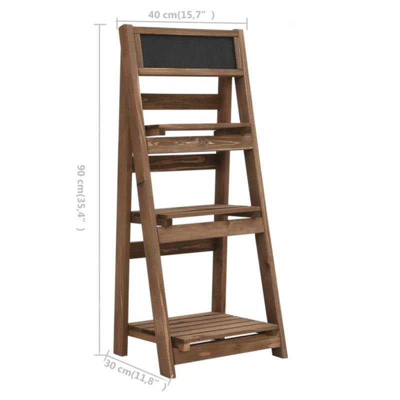 vidaXL 3-poschodový stojan na kvetiny s tabuľou 40x30x90 cm akáciový masív