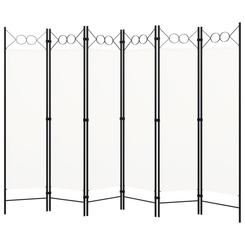 vidaXL Paraván so 6 panelmi, krémovo biely 240x180 cm 