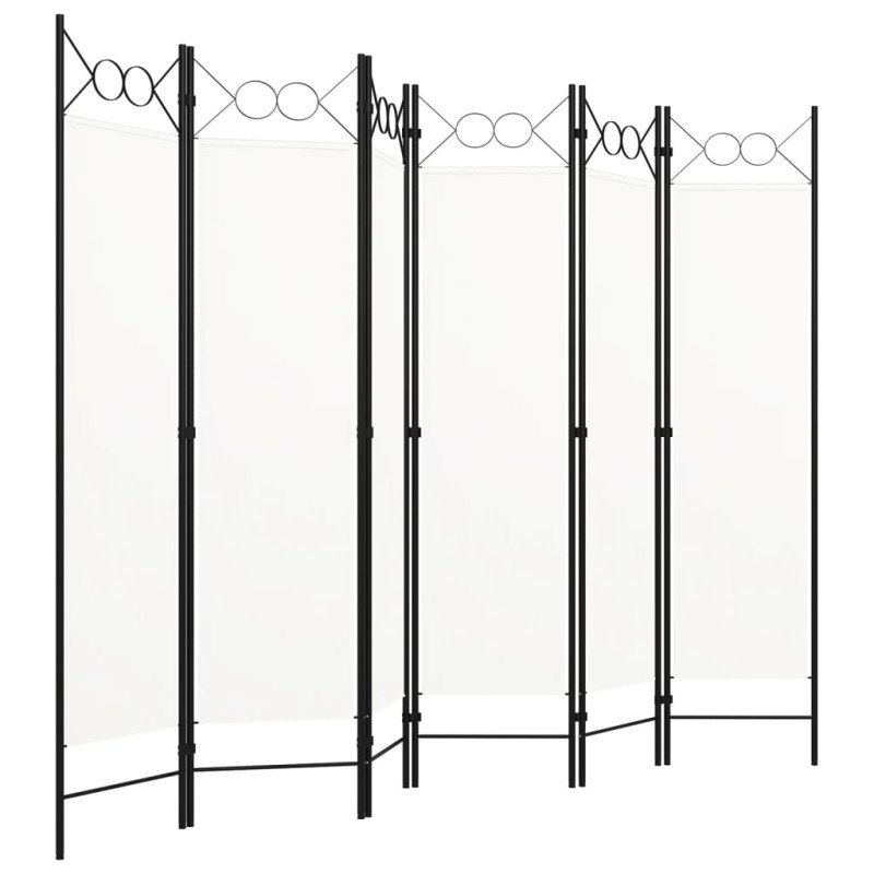 vidaXL Paraván so 6 panelmi, krémovo biely 240x180 cm 