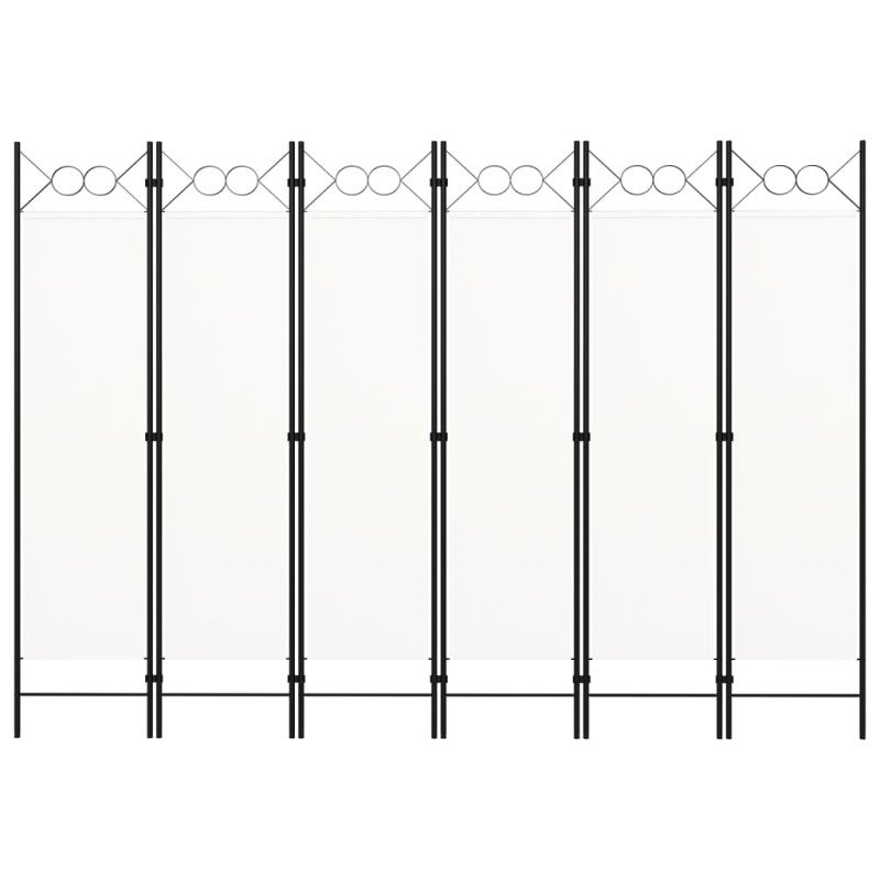 vidaXL Paraván so 6 panelmi, krémovo biely 240x180 cm 
