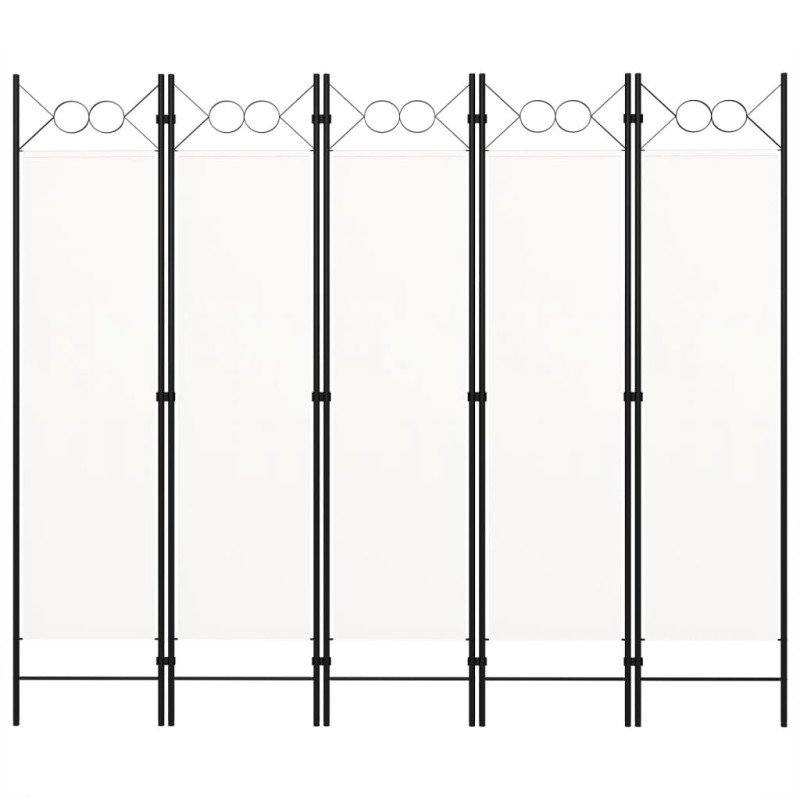 vidaXL Paraván s 5 panelmi, krémovo biely 200x180 cm 