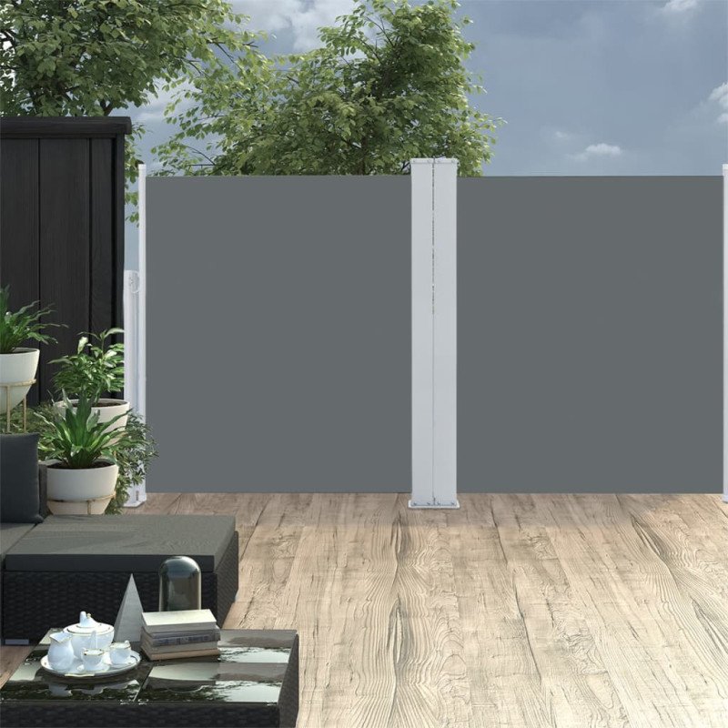 vidaXL Zaťahovacia dvojitá bočná markíza na terasu 170x600cm, antracit