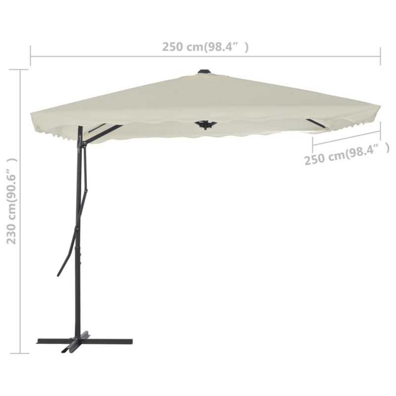 vidaXL Vonkajší slnečník s oceľovou tyčou 250x250 cm pieskový