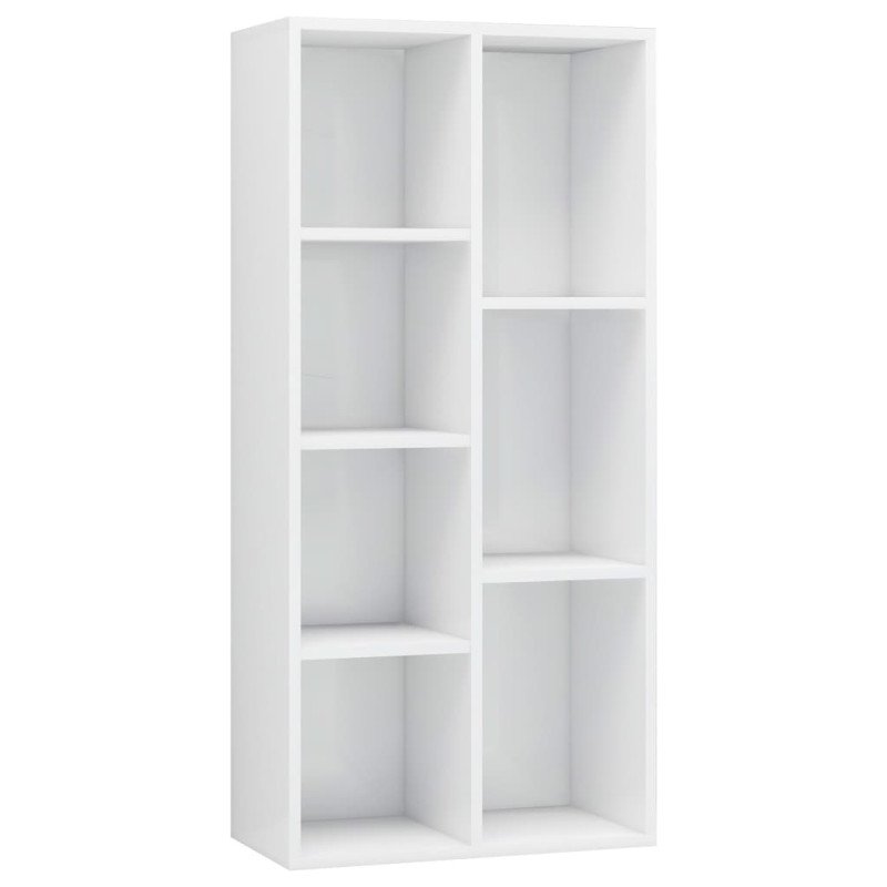 vidaXL Knižnica, lesklá biela 50x25x106 cm, kompozitné drevo