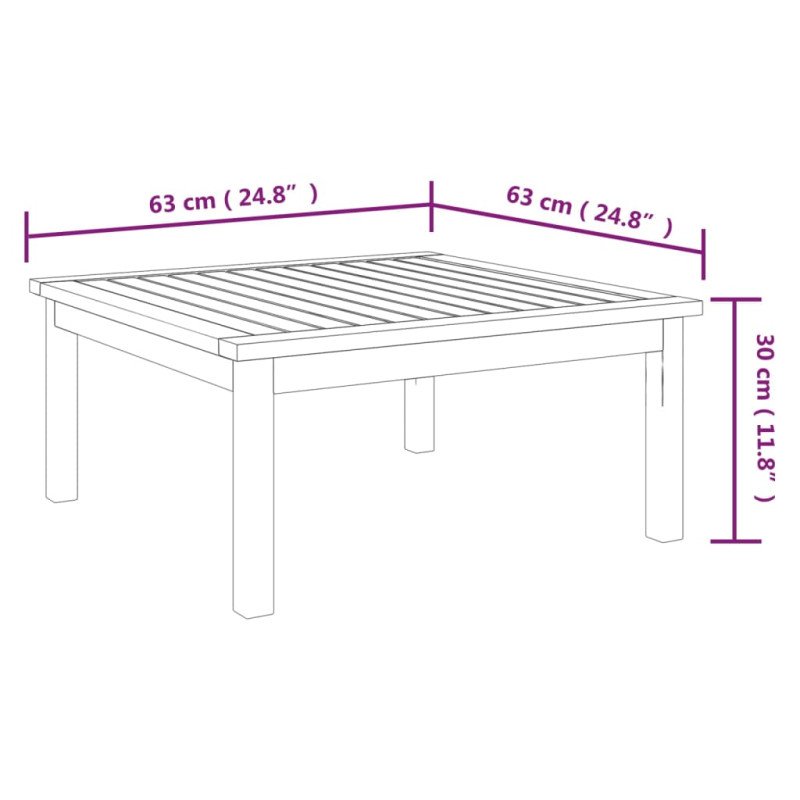 vidaXL Záhradný konferenčný stôl 63x63x30 cm akáciový masív