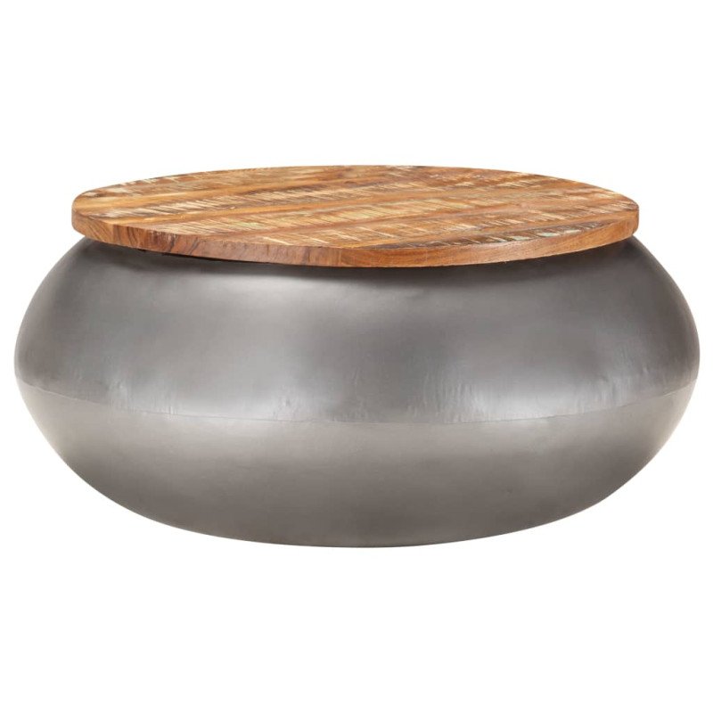 vidaXL Konferenčný stolík sivý 68x68x30 cm masívne recyklované drevo