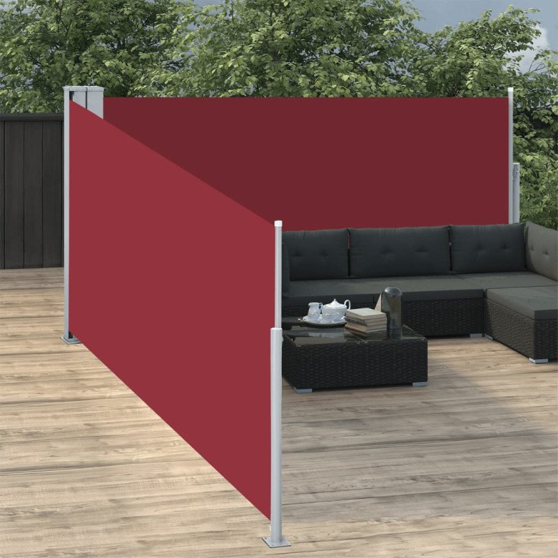 vidaXL Zaťahovacia bočná markíza, červená 100x1000 cm 