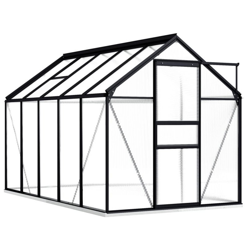 vidaXL Skleník s podkladovým rámom, antracitový, hliník 5,89 m²