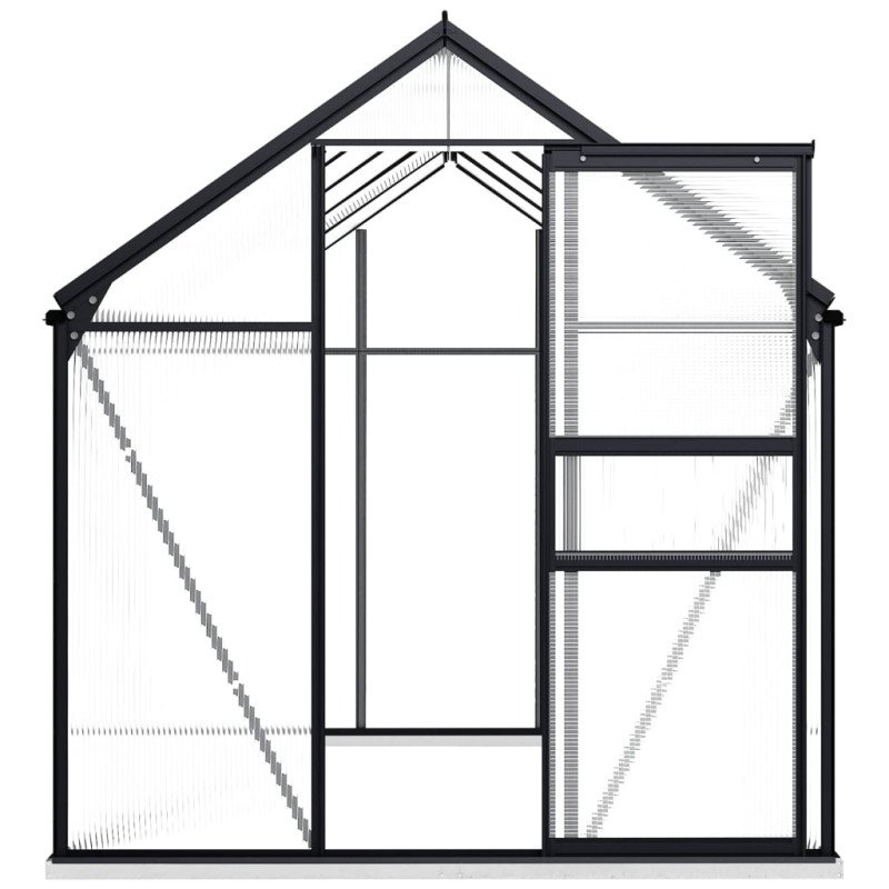 vidaXL Skleník s podkladovým rámom, antracitový, hliník 5,89 m²