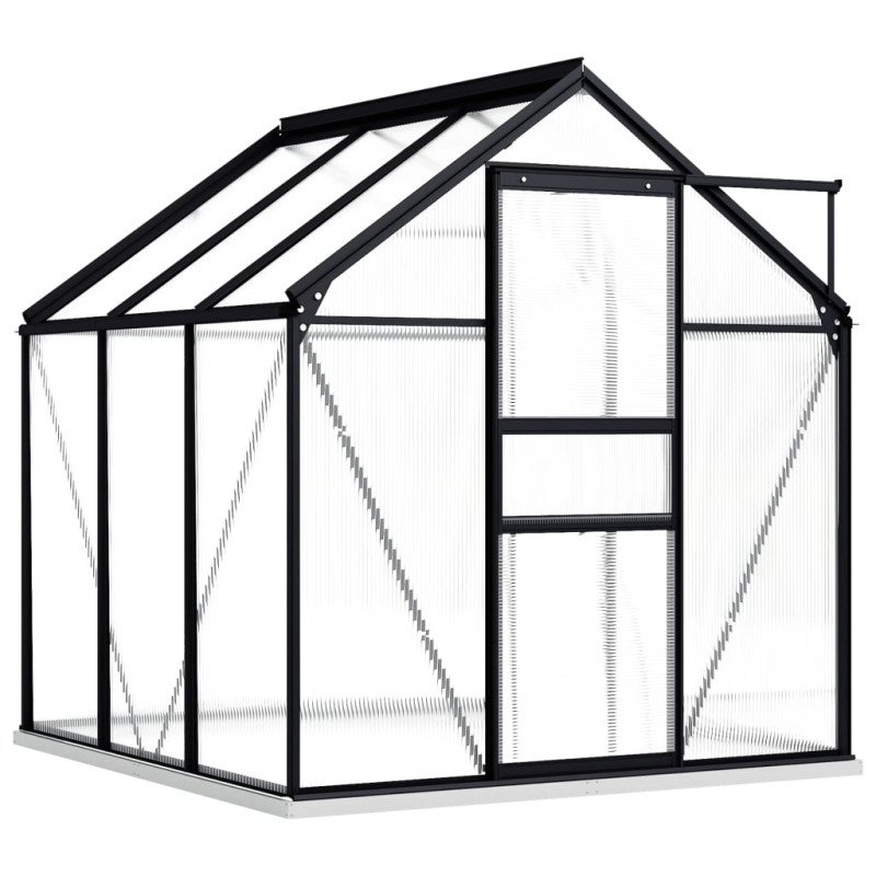 vidaXL Skleník s podkladovým rámom, antracitový, hliník 3,61 m²