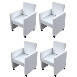  vidaXL Jedálenské stoličky 4 ks biele umelá koža