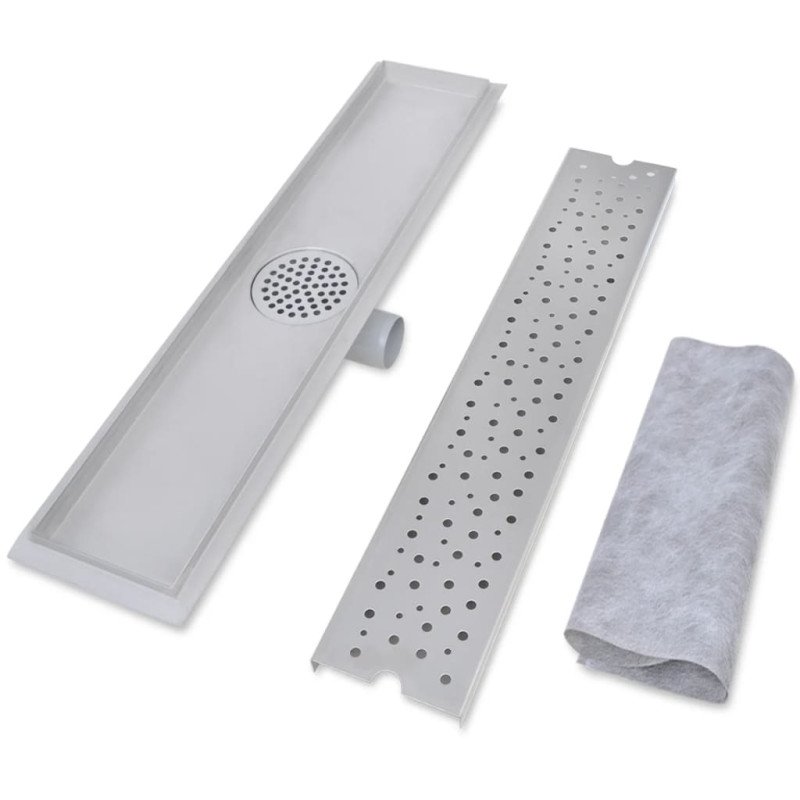 vidaXL Rovný sprchový odtok, s bublinkami, 630x140 mm, nerezová oceľ
