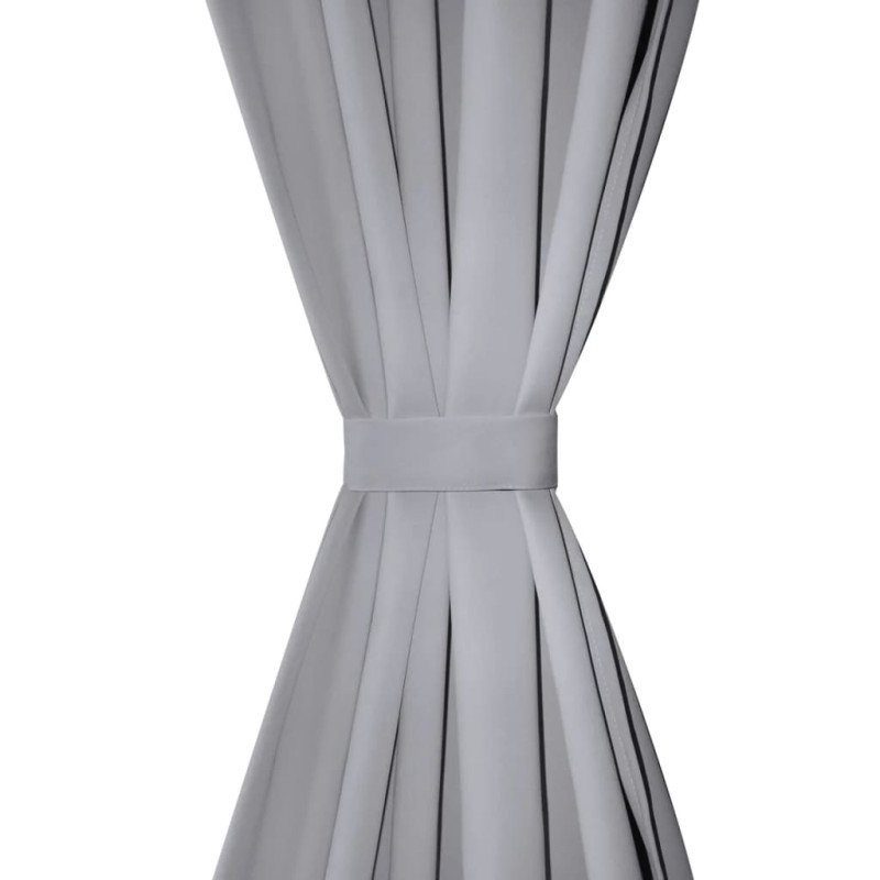 vidaXL Zatemňovací záves s kovovými očkami, 2 ks, 135x175 cm, sivý