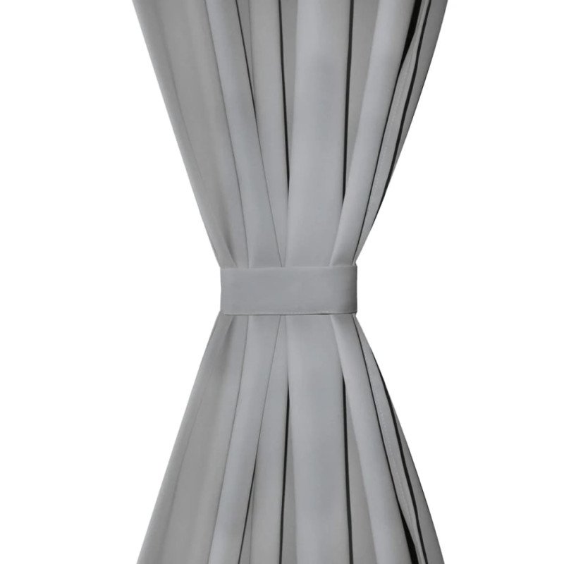 vidaXL Mikrosaténový záves so slučkami, 2 ks, 140x225 cm, sivý