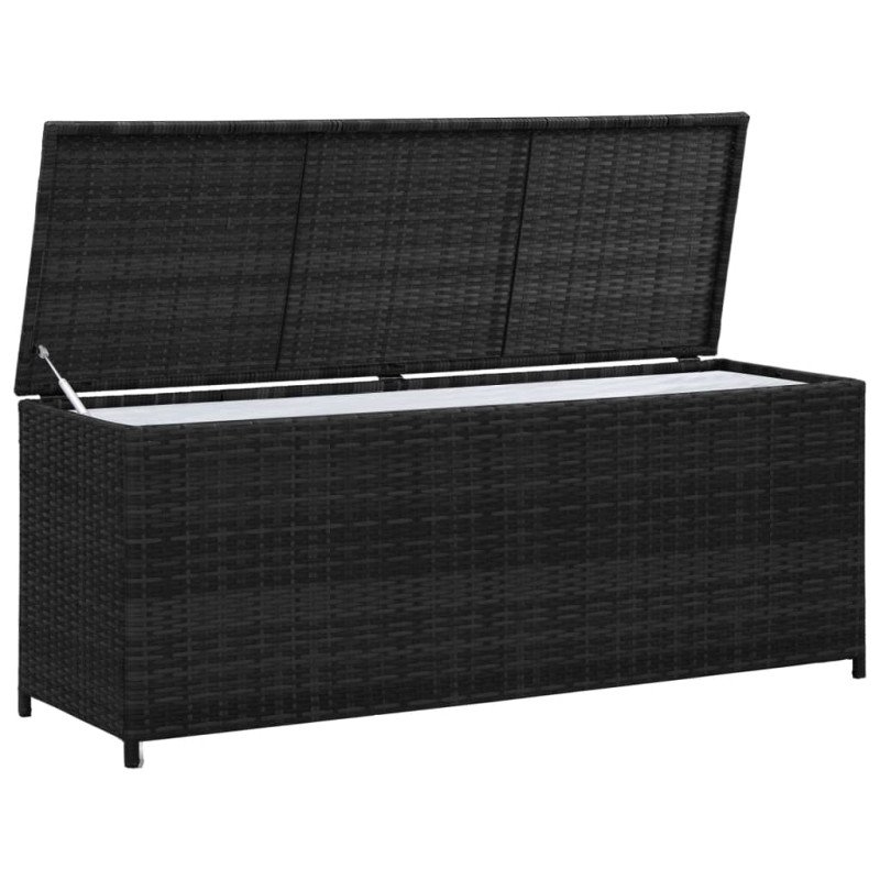 vidaXL Záhradný úložný box, čierny 150x50x60 cm, polyratan