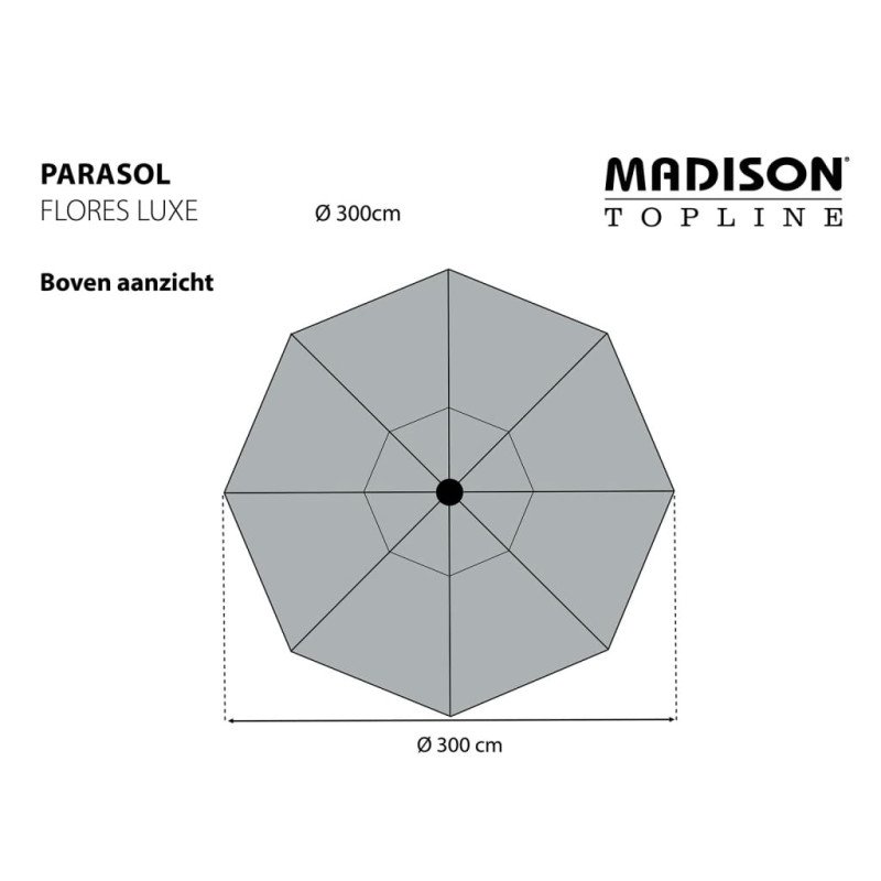 Madison Slnečník Flores Luxe 300 cm, okrúhly, sivý