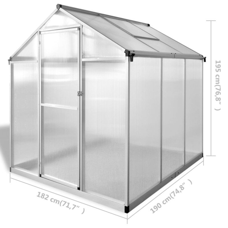 vidaXL Skleník, spevnený hliník 3,46 m²