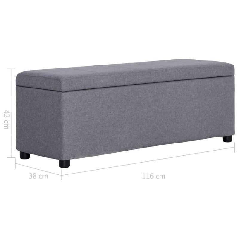 vidaXL Lavica s úložným priestorom 116 cm bledosivá polyester