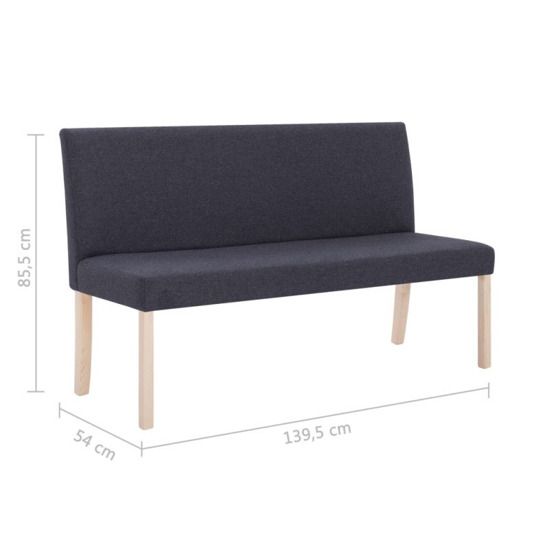 vidaXL Lavica 139,5 cm tmavosivá polyester