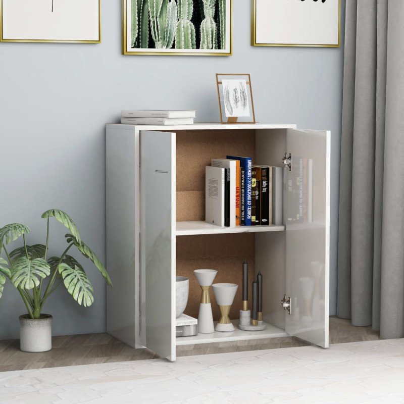 vidaXL Komoda, lesklá biela 60x30x75 cm, kompozitné drevo