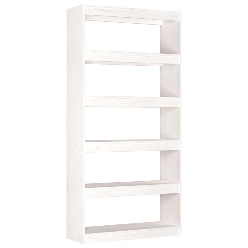 vidaXL Knižnica/deliaca stena biela 80x30x167,4 cm masívna borovica