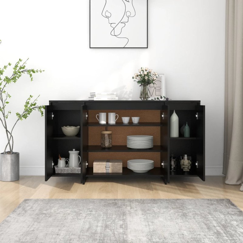 vidaXL Komoda čierna 135x41x75 cm drevotrieska