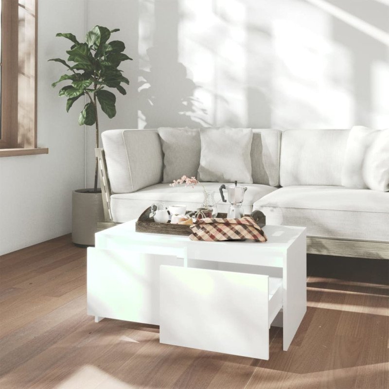 vidaXL Konferenčný stolík biely 90x50x41,5 cm drevotrieska