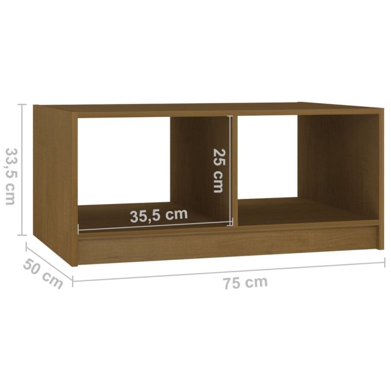 vidaXL Konferenčný stolík medovo-hnedý 75x50x33,5 cm borovicový masív