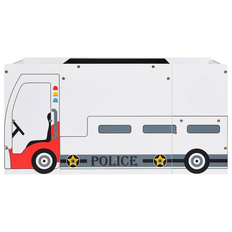 vidaXL 3-dielna sada detského stolíka a stoličiek, policajné auto, MDF