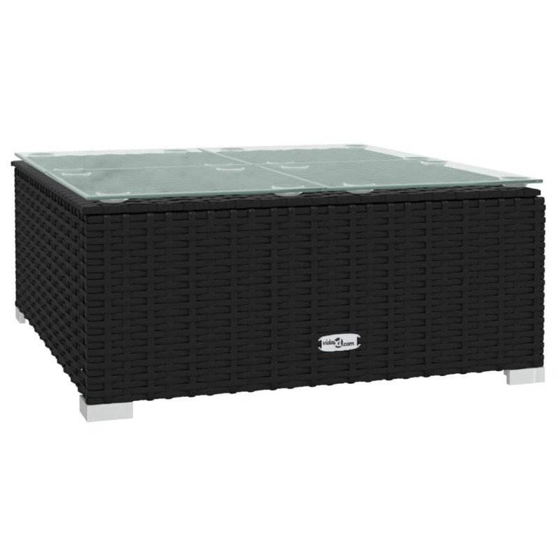 vidaXL Záhradný konferenčný stolík čierny 60x60x30 cm polyratan a sklo