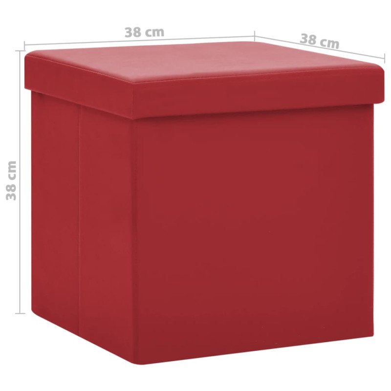 vidaXL Skladacie úložné taburetky 2 ks vínovo-červené PVC vidaXL Skladacie úložné taburetky 2 ks vínovo-červené PVC