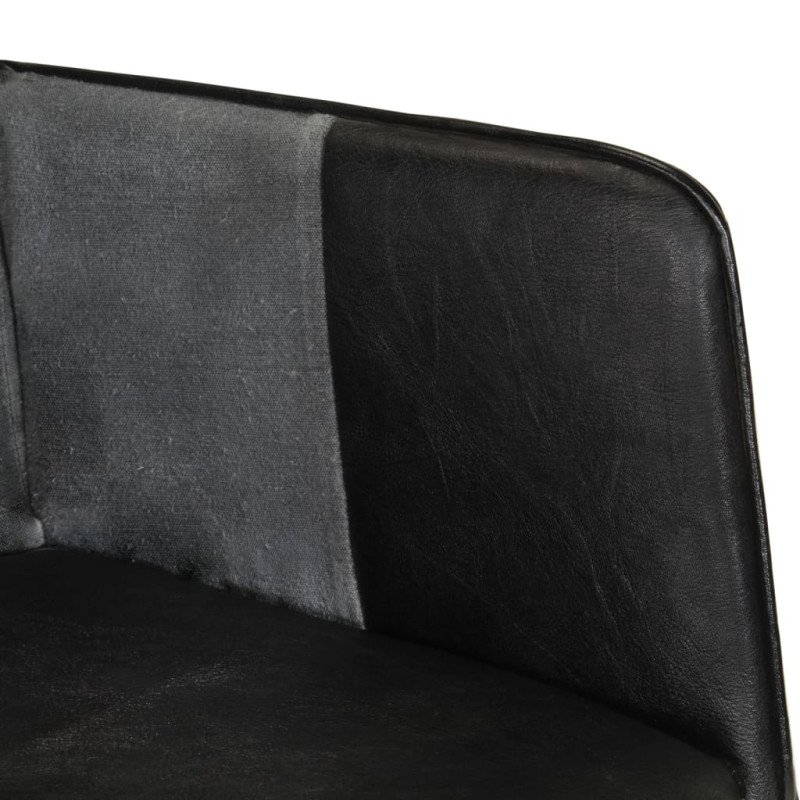 vidaXL Kreslo wingback čierne a sivé pravá koža