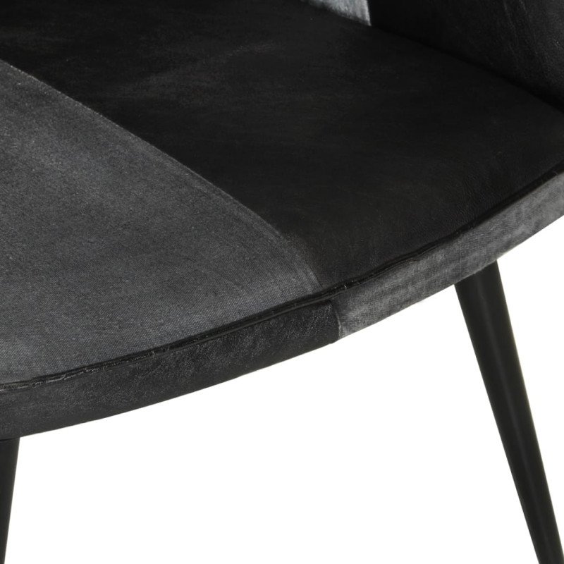 vidaXL Kreslo wingback čierne a sivé pravá koža