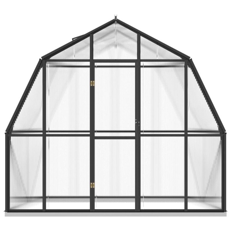vidaXL Skleník s podkladovým rámom, antracitový 3,3 m², hliník